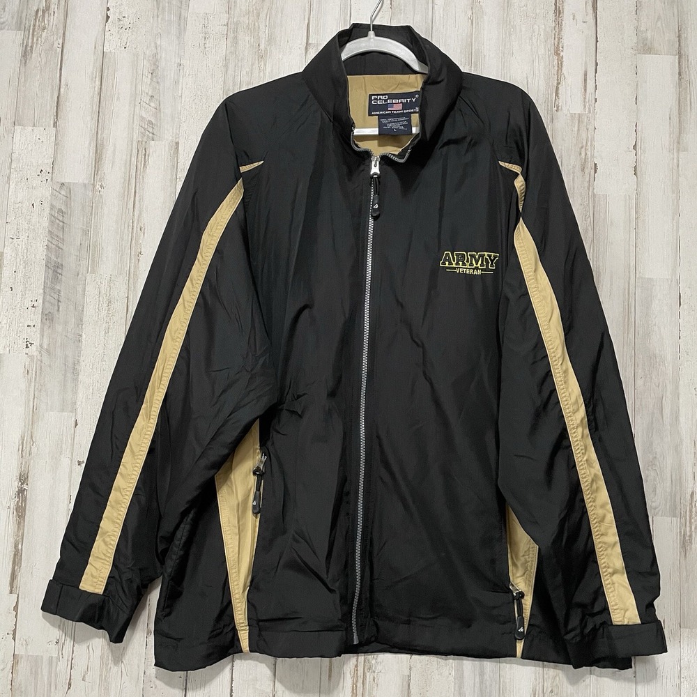 Vintage Windbreaker FullZip Jacket  American Team SportsPro Celebrity L ARMY VET